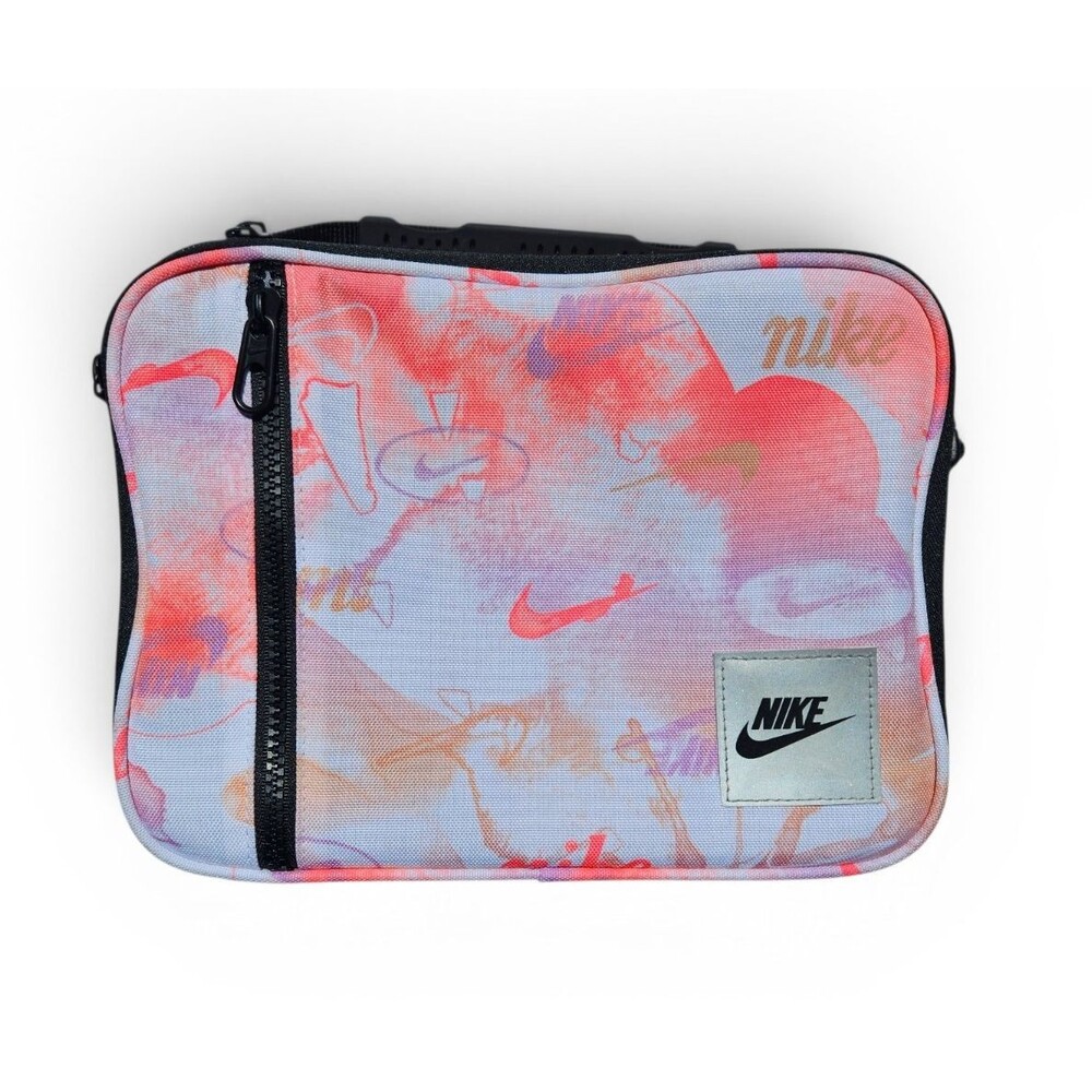 Nike Insulated Lunchbox Pink Abstract Print Zip Carry Handle Lunchbox